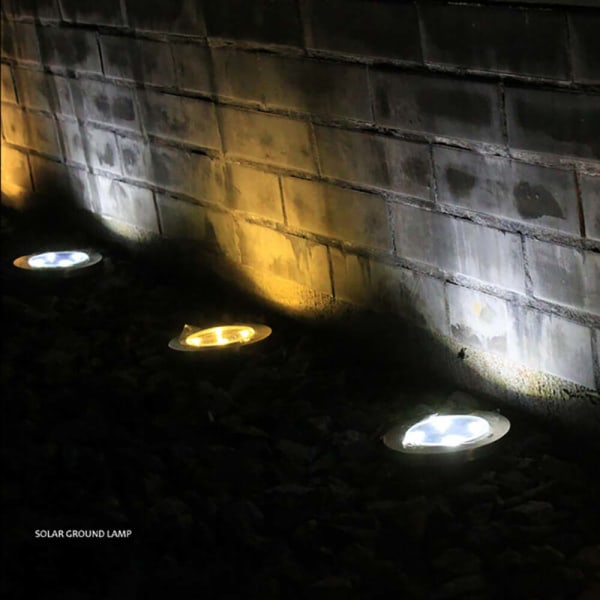 8 LED Uteplats Solar Ground Lights Diskljus för Pathway Yard 1pcs White light