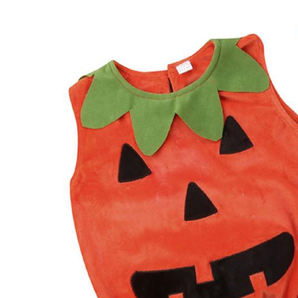 Baby Halloween söt ärmlös pumpa Jumpsuit med hatt 110cm