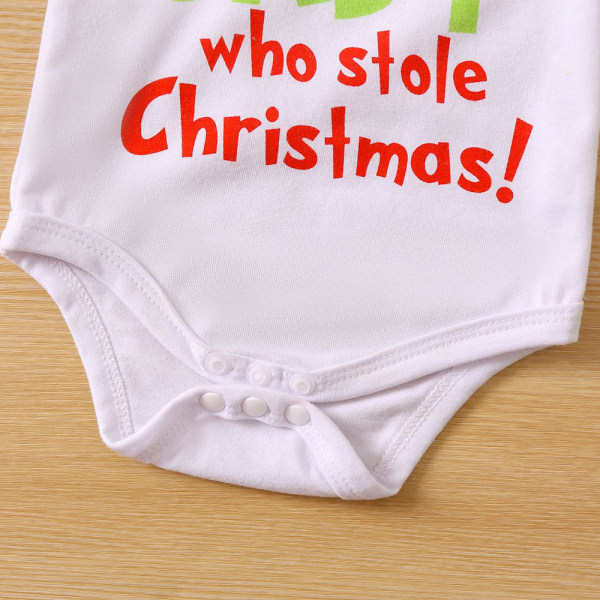 Baby Girls Christma Långärmad Bodysuit Grön Pälsbyxor Set 80cm