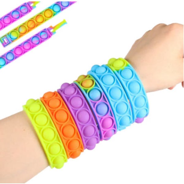 Fidget Armband Reliver Stress Leksaker Rainbow Push Bubble Toys Rose Red Blue White