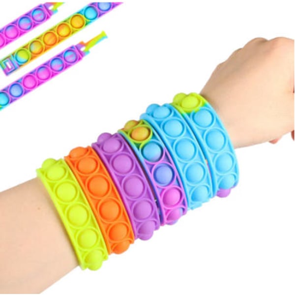 Fidget Armband Reliver Stress Leksaker Rainbow Push Bubble Toys Tie dye