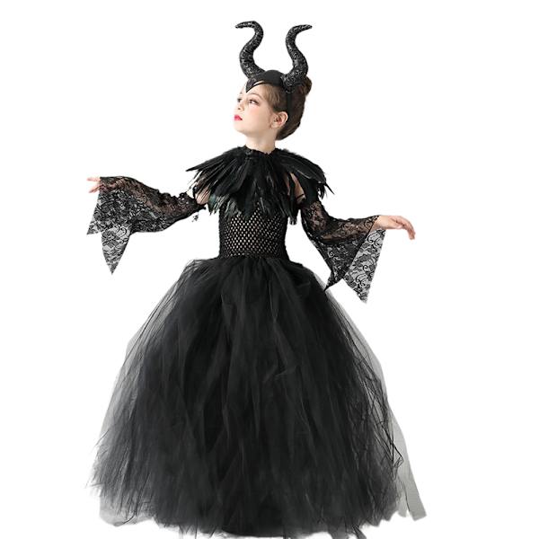 Lasten Tyttöjen Pahatar Paha Kuningatar Cosplay Puku Juhlat Halloween Asu Hieno Prinsessamekko XL