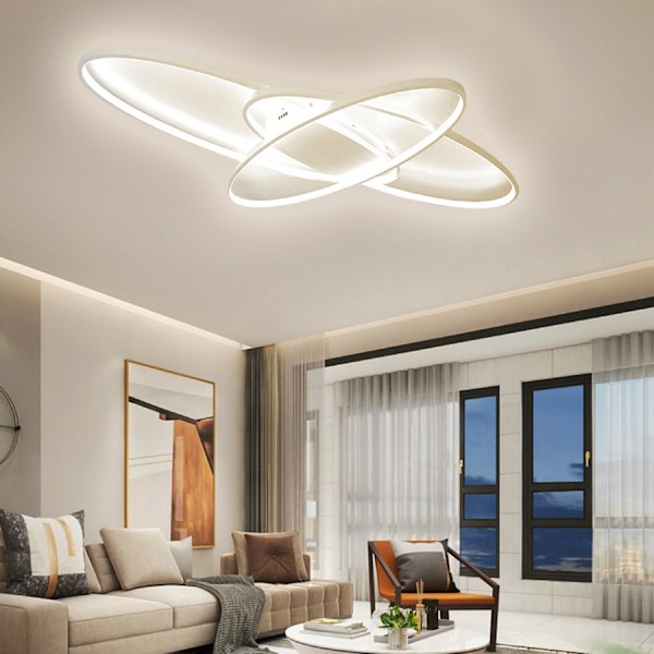 [3 dagers forsendelse] LED stuelampe taklampe - dimbar med fjernkontroll - moderne oval design - spisestuelampe takbelysning White