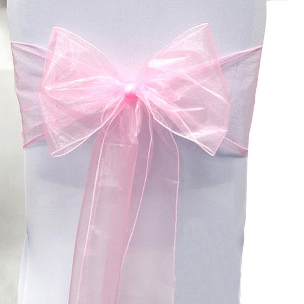 10 stk. Organza Stoltrekk Sløyfe Bryllupsdekorasjon Pink 10 PCS