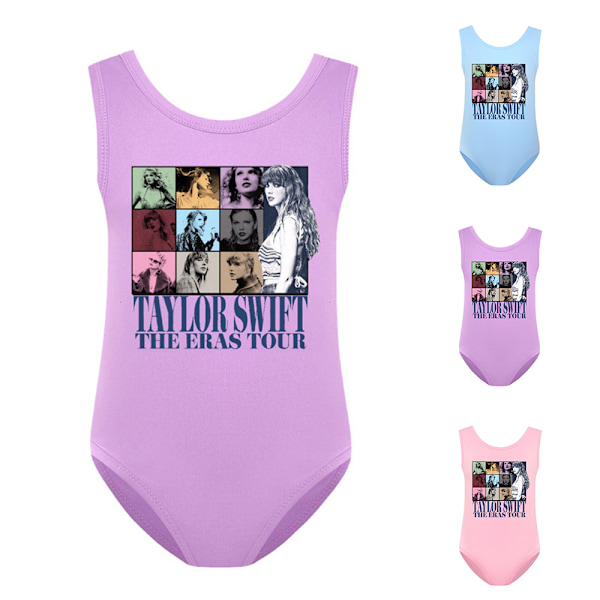 Taylor Swiftie Print Barnkläder Flicka En Delig Baddräkt Baddräkt Simdräkt Light Blue 130cm
