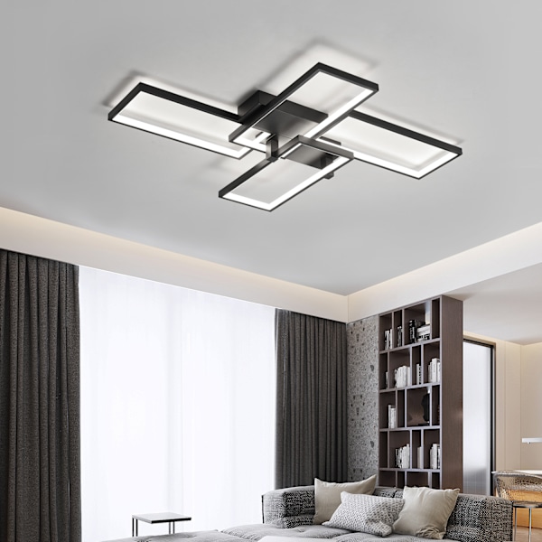 [3-dagers forsendelse] LED taklamper - Trinnløs dimbar taklampe - 4 rektangler, 90*65cm Black
