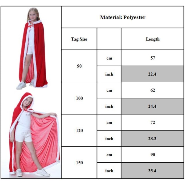 Jul Sjal Manteln Cape Jultomten Cape Halloween Kostym 100cm