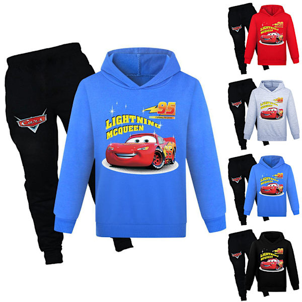 Barn Pojke Bil Tryck Träningsoverall Hoodie Topp + Byxor Outfit Halloween red 140cm
