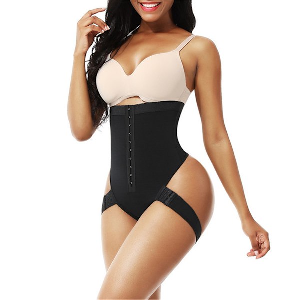 2-i-1 Dam Peach Butt Curvy Tummy Shaper Hög Midja Body Shaperwear Trosor Black M