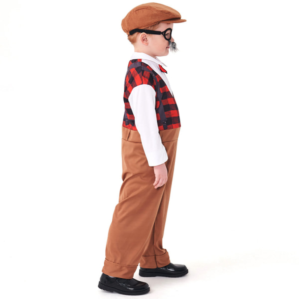 Barn Pojkar Morfar Gammal Man Cosplay Kostym Finklänning 100 Days School Book Week brown M