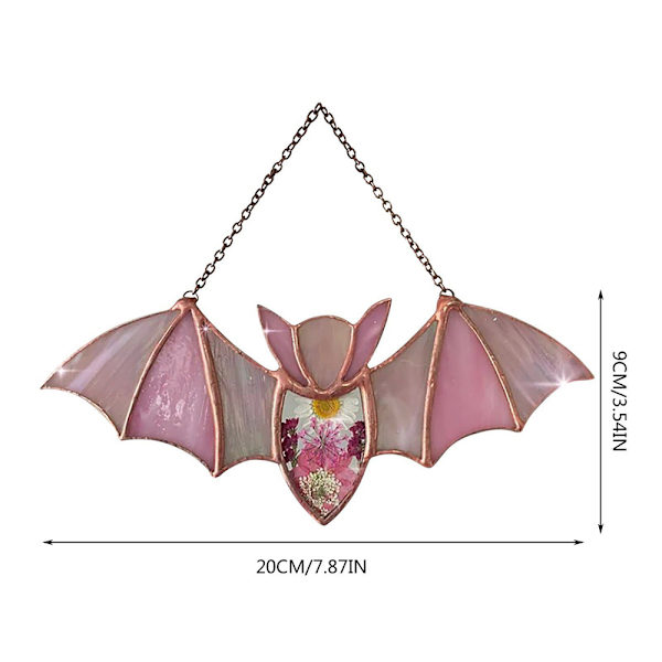 Halloween Färgglad Bat Stained Akryl Solfångare Fönster Vägg Hängande Heminredning B 20*9cm