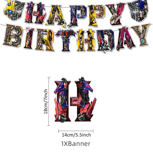 Transformers Barnkalas Banner Tårta Ballonger Toppers Fest Dekor Set