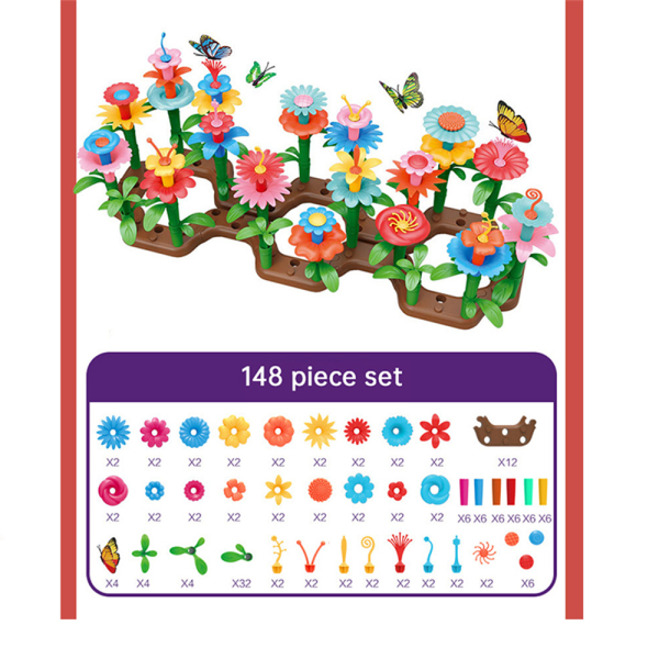 148 st Blomträdgårdsbyggande leksaker för barn staplingsspel