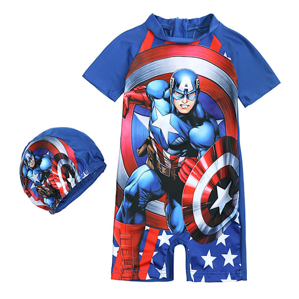 Barn Pojkar Iron Man Badkläder Baddräkt Strandkläder Sommar En Del Baddräkt Med Badmössa #11 XL