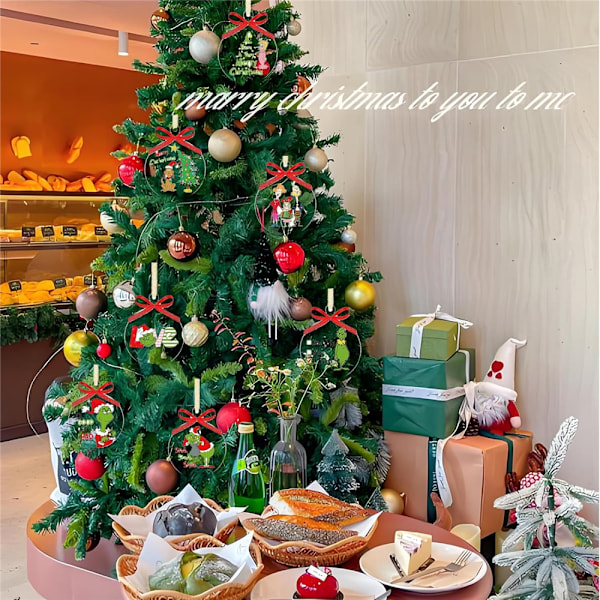 12 st 2D Merry Grinchmas Hängande Dekorationer i Akryl, Julgranspynt 12PCS