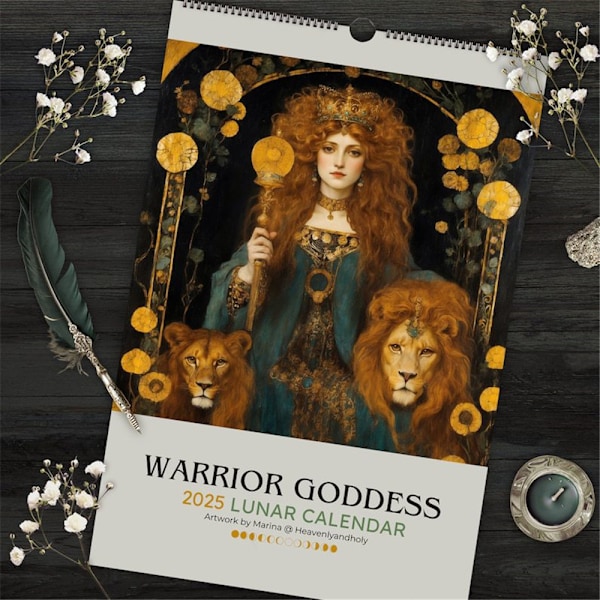 Warrior Goddess 2025 Månfas Kalender, 2025 Väggkalender med 12 Månader ny