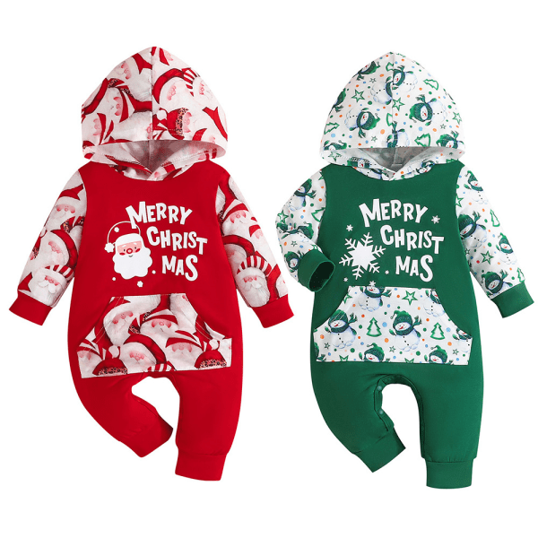 Barn Baby Romper Jul Pojkar Flickor Jumpsuits Långärmad B 6-9M