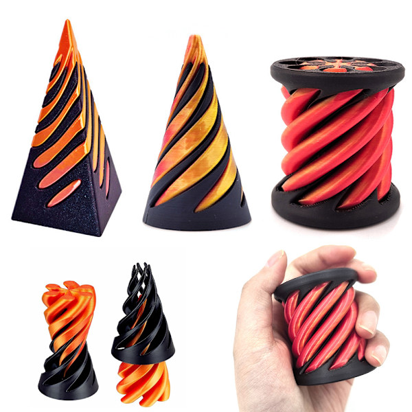 Omöjlig Pyramid Passthrough Leksaker Helix Nut Spiral Cone Fidget Fidget Leksak Present Cone