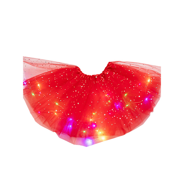 Lasten LED Tutu Hame Hieno Puku Joustava Vyötärö Lyhyet Hameet Lahja bright red