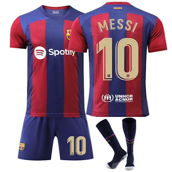 #10 MESSI Fotbollströja Barn Pojkar T-shirt Shorts Strumpor Jersey Sommar Träningsdräkt Set 22