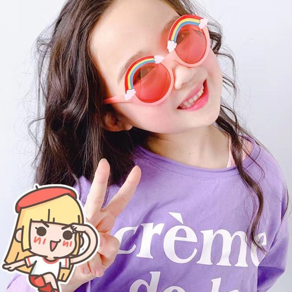 Gummipolariserad regnbågsdesign solglasögon för flickor White