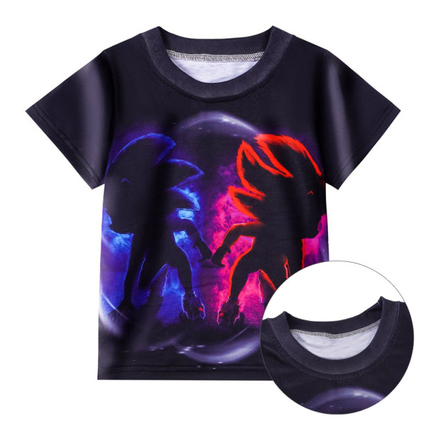 Sonic Character Design T-shirt sommarkortärmade toppar för pojkar 110 cm