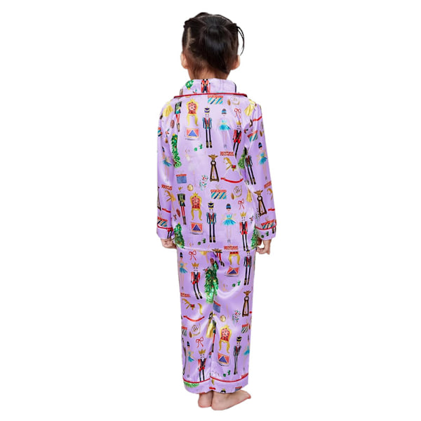 2-8 År Mamma och Jag Jul Pyjamas Set 2 Delar Outfit Söt Grafisk Tröja Byxor med Rosetter Pyjamas för Kvinnor Flickor Purple 110cm
