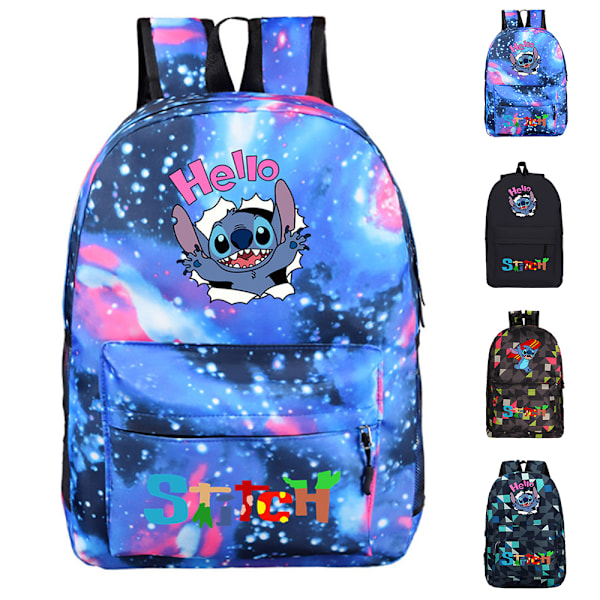 Stich Student Skolväska Stor Kapacitet Full Print Ryggsäck Påskgåva C 45x31x12cm