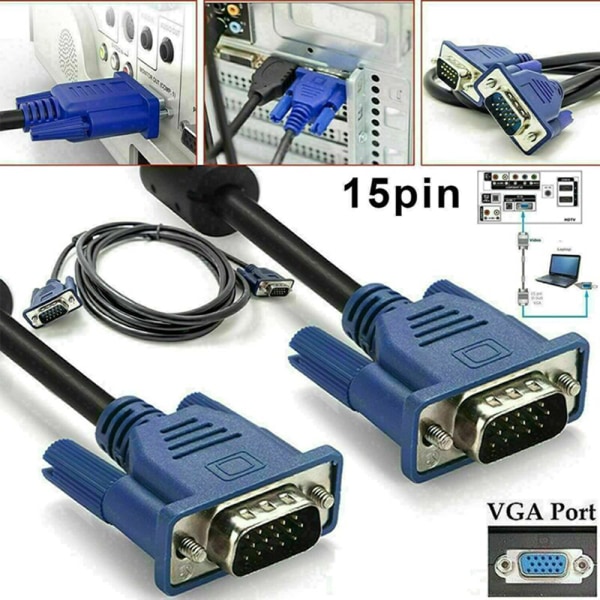 VGA till VGA-kabel 1,5M hane till hane blå kabel _ VGA till VGA-kab Blue 1.5m