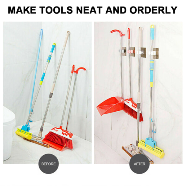 4 st självhäftande väggfästen för moppar och kvastar 4pcs