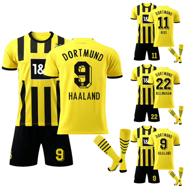 Barnfotbollströja Jersey Bumblebee Borussia Dortmund #22 T-shirts Jersey Set #9 8-9Y