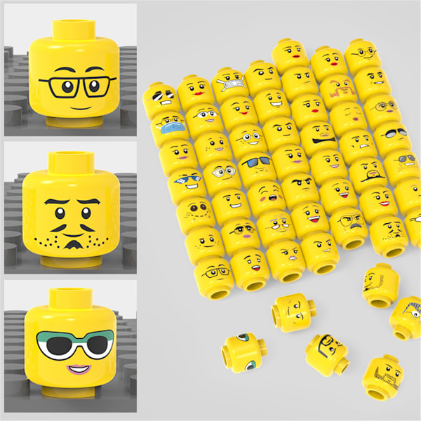 56 stk. Udtrykspakke Hovedudtrykstilbehør Menneskefigur Actionfigur Dukkesamling Model Legetøj Børnegave Yellow