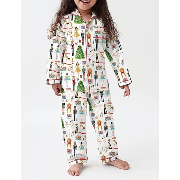 2-8 Vuotta Äiti ja Minä Joulu Pyjama Setti 2-osainen Asu Söpö Graafinen Paita Housut Ruseteilla Pyjamat Naisille Tytöille White 100cm