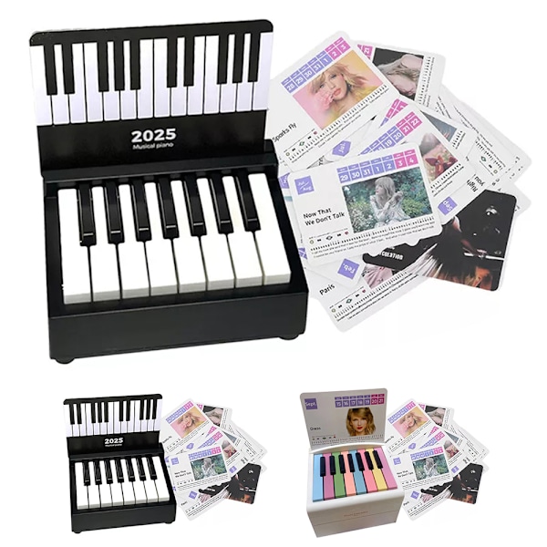 Taylor Pianokalender, Mini Pianokalender 2025, Spelbar Mini Pianobordskalender, Rumdekorationsfödelsedagspresent, Perfekt Present till Familj och Vänner White