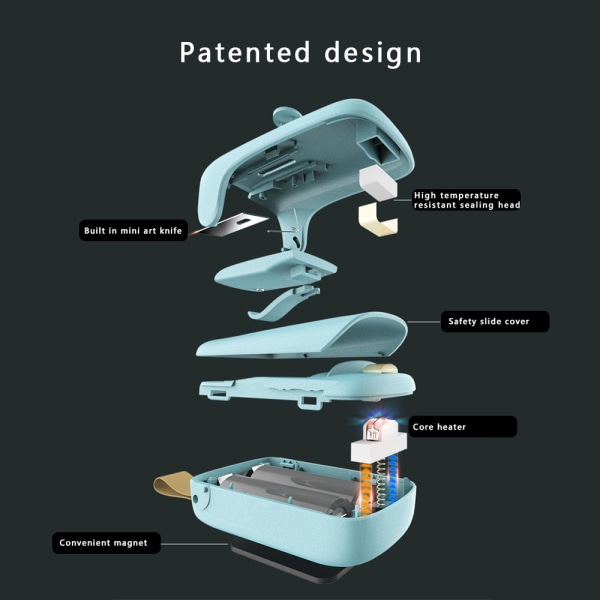2 I 1 Mini Bag Sealer Bärbar Heat Sealer och Cutter Green