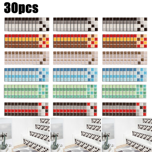 30 kpl DIY-mosaiikkilaattaseinä tarra vedenpitävä sisustus kotiin D 30PCS