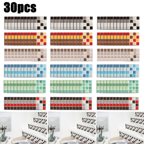 30-pack självhäftande mosaik väggdekal Vattentät inredning för hemmet D 30PCS