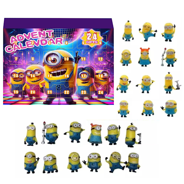 Despicable Me Minions Adventskalender 2024, Julkalender för Barn Semesterräknare 24 Dagar Figur Blind Box Hem & Samlarobjekt för Fans A
