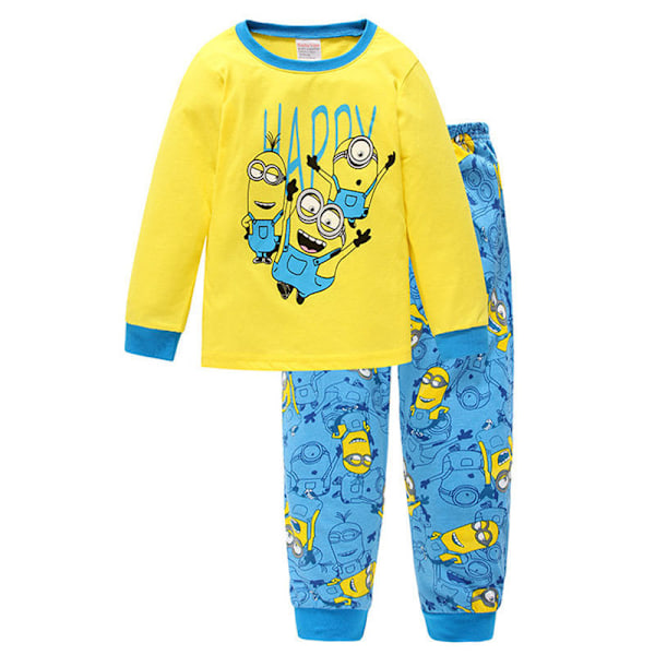 Minions Barn Pojkar Flickor Söta Tecknade Figurer Pyjamas Set Långärmade Toppar Shorts Sovkläder Nattkläder Loungewear Set #6 95cm