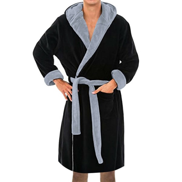 Mjuk mantel för mäns mantellbadrock vinterhusrock pyjamas Mörkgrå 2XL