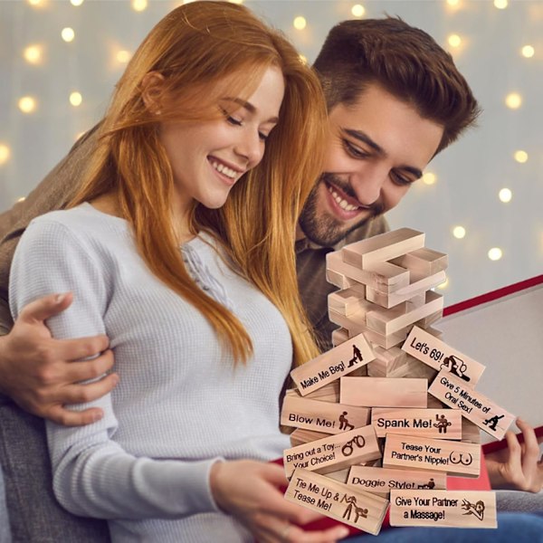 Lust Tower - Spel för Vuxna, 48 St Super Stygga Blocktorn-Spel, Parspel för Vuxna, Alla Hjärtans Dag Staplingsblockspel 48PCS