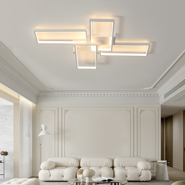 [3 dagers forsendelse] LED taklamper - Trinnløs dimbar taklampe - 4 rektangler, 90*65cm White