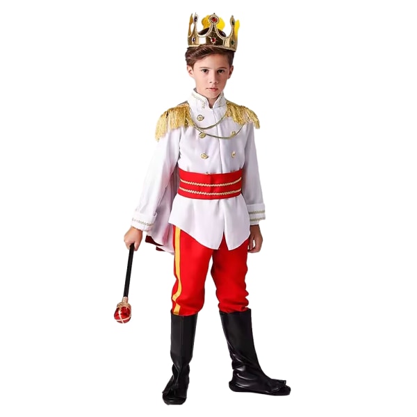 För barn Pojkar King Royal Prince Charmig kostym Cosplay Party Fancy Dress Up 140cm