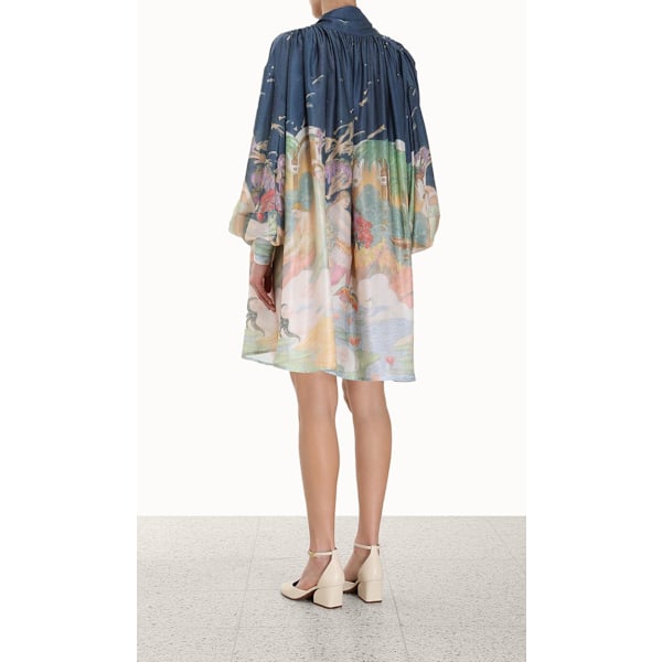 Damekjoler Snørekjoler Sommerkjoler Trendy Blomsterprint Langærmet Midikjoler Afslappede Flydende Kjoler 2XL