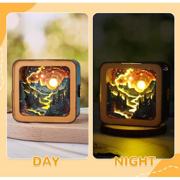 3D Pussel Nattlampa (Vacker Skog) 3D Träpussel DIY Hantverk för Vuxna Halloween/Juldekoration/Presenter till Familj och Vänner C