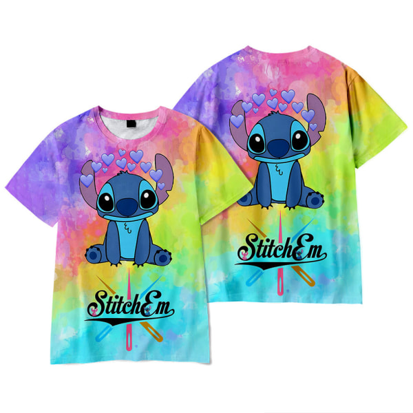 Lilo och Stitch 3D tecknad tryckt T-shirt barn casual kortärmad topp P 9-10 Years