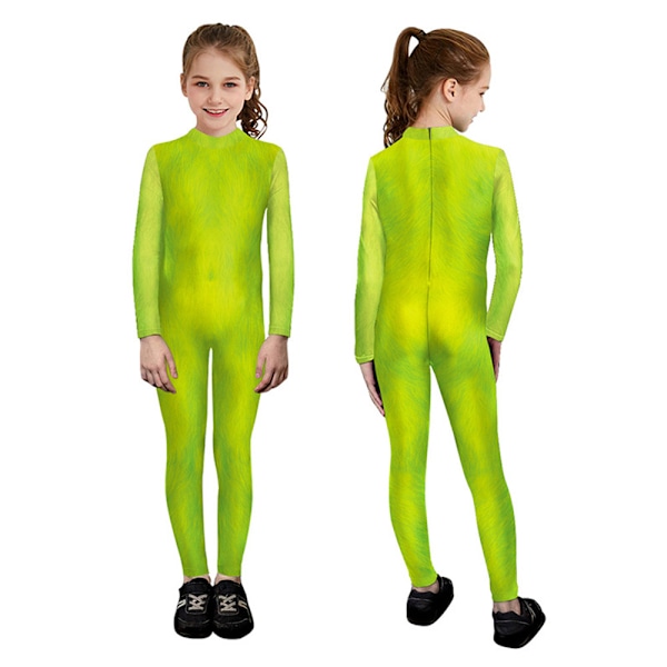 Grinchens Kostym för Barn Pojkar Flickor Cosplay Fest Fancy Dress Jumpsuit Bodysuit B 120cm