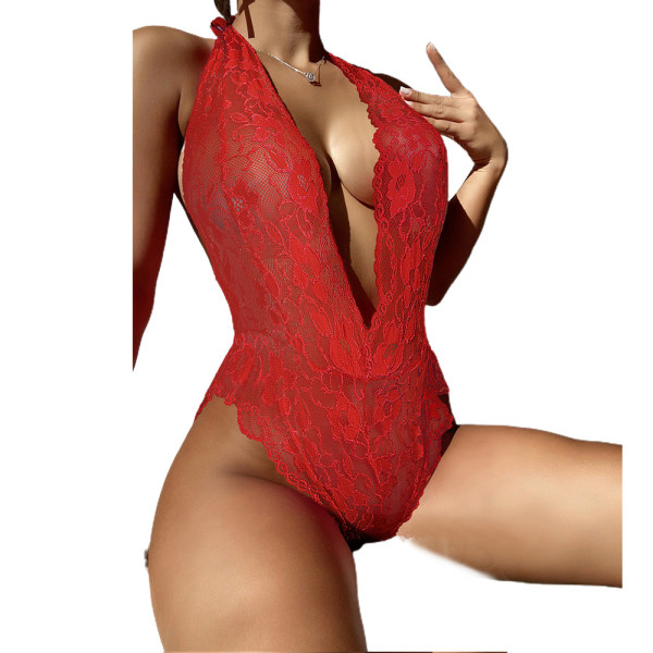 Damunderkläder Spets Underkläder Babydoll Body Catsuit red L