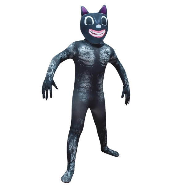 Barn Cartoon Cat Halloween Anime Svart Katt Cosplay Body Suit 110cm