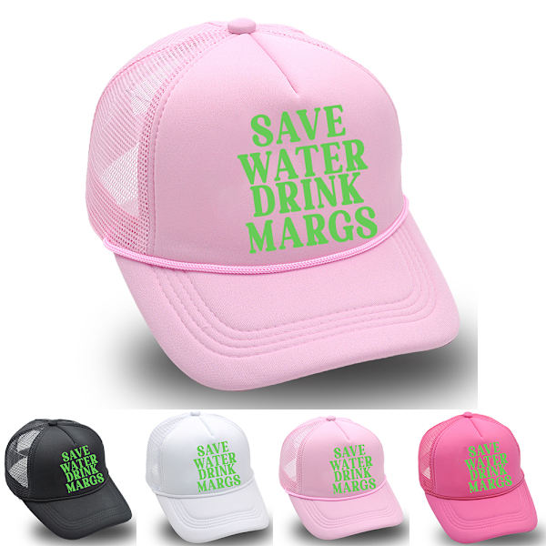 Womens Save Water Drink Margs Baseball Cap Mesh Snapback Trucker Hat Solhattar White